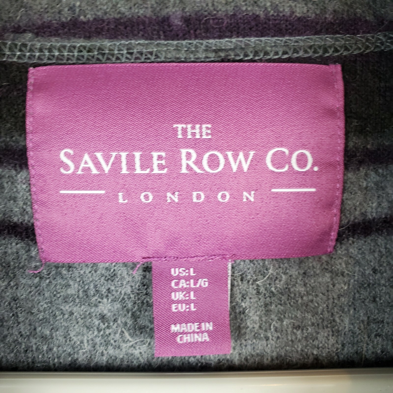 FILA Giacca Cardigan The Saville Row Co. London L grigio e prugna a righe misto lana