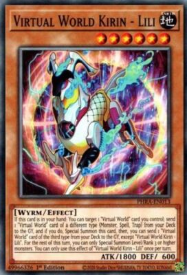YGO-4x-Near Mint-Virtual World Kirin - Lili - PHRA-EN013 - Common - 1st Edition-