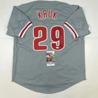 John Kruk Autographed Signed Philadelphia Phillies Grey Baseball Jersey JSA COA
