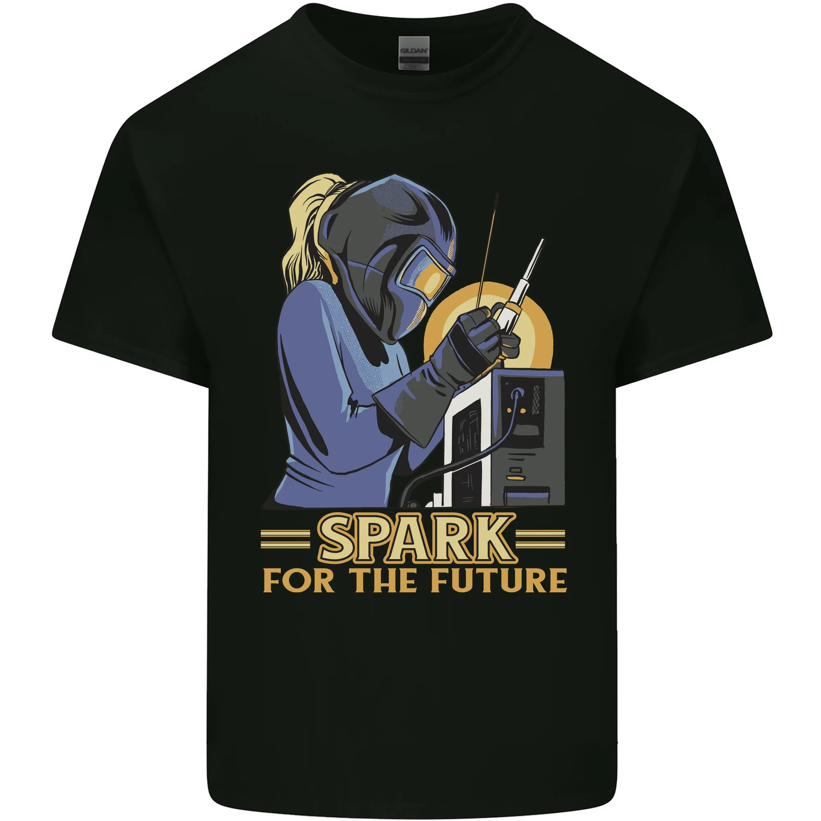 Future Spark Female Welder Welding Mens Cotton T-Shirt Tee Top