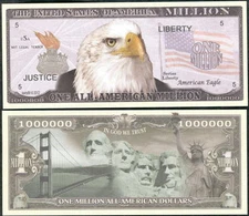 All-American Eagle Million Dollar Bill Funny Money Novelty Note with FREE SLEEVE