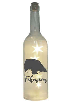 LED-Leuchtflasche 'Insel Fehmarn' - Glitzer-Deko Mit Maritimem Motiv