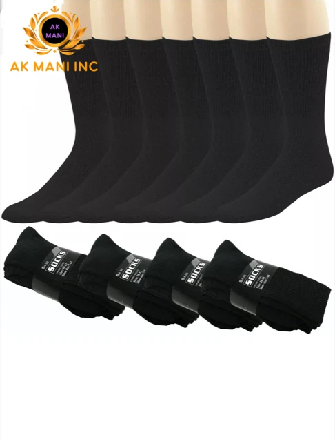12 Pairs Men's Black Athletic Sports Cotton Work Crew Socks Size 9-11 10-13 new