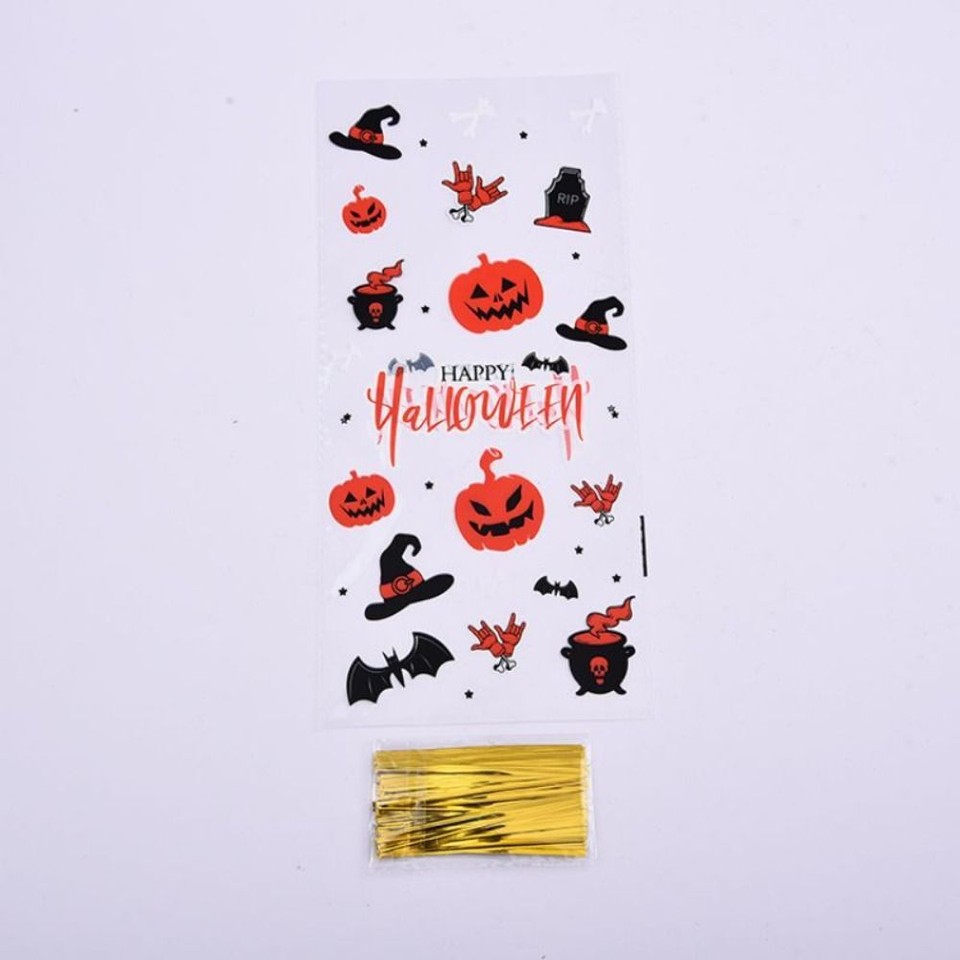 50pcs Transparent Cellophane Halloween Candy Bags Halloween Decoration
