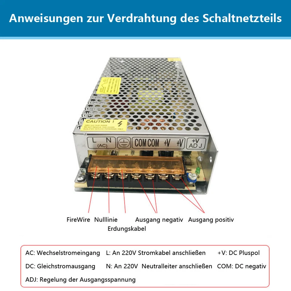 220V auf 12V 15A 180W AC /DC Einbaunetzteil Schaltnetzteil Netzteil Adapter Tool - Bild 3 von 4