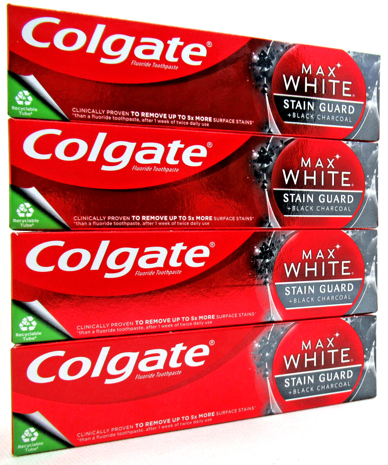 Colgate Zahnpasta Max White Charcoal Zahnpasta mit Aktivkohle Zahncreme 4 x 75ml