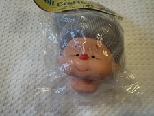 Mangelsen  s DOLL CRAFTIN  Granny Head With Bun 5 Inch Gray Hair NIP