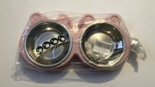 Pink Colored Pet Cat Dog Food  Water Dishes Bowls EB1D24