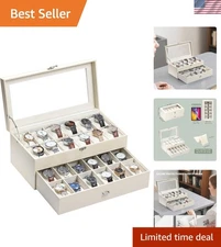 Luxury Glass Top Jewelry Box - Lockable Storage for Watches and Accessories