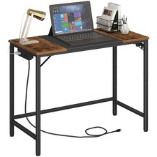 Computer Desk, Home Office Desk with Power Outlet, Modern Study Writing Desk ...