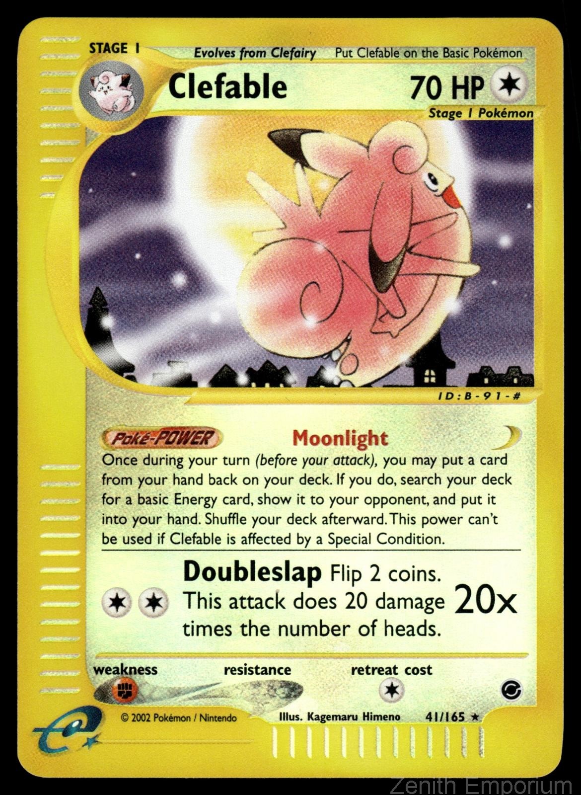 CLEFABLE 41/165 RARE EXPEDITION BASE SET POKEMON REVERSE HOLO LP