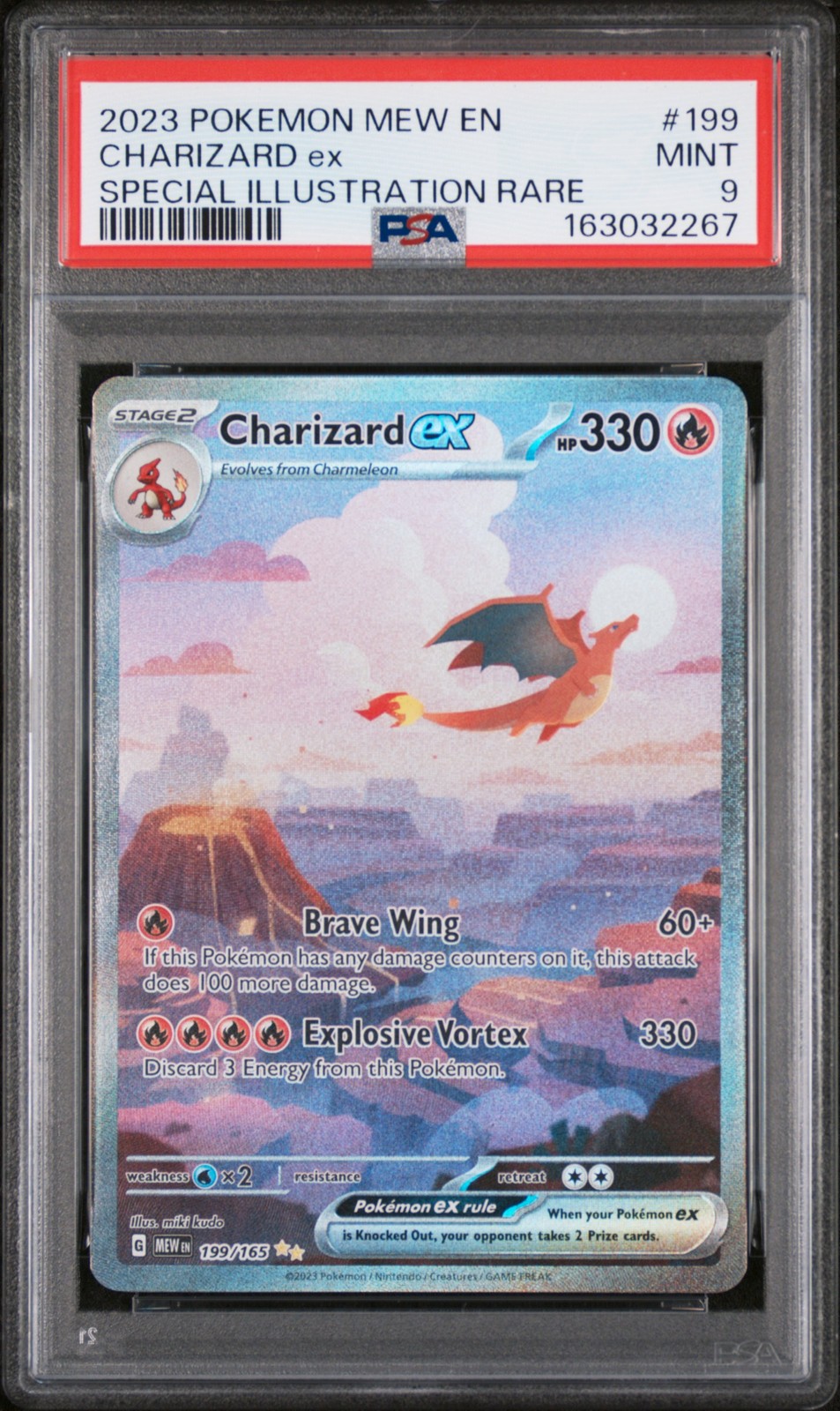 2023 POKEMON MEW EN-151 SPECIAL ILLUSTRATION RARE #199 CHARIZARD EX PSA 9 view 1