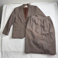 VTG Pendleton Skirt Suit Plaid Wool Blazer Set Women's 33" Waist Skirt 22.5" Che