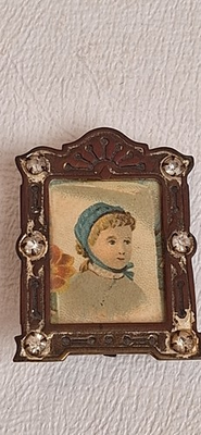 #ad Antique Victorian Miniature Doll House Portrait Metal Frame Art Deco $24.00