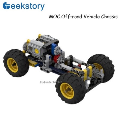 MOC Technic Small Off-Road Vehicle Chassis Blocks with Suspension System diy set