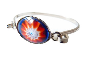 Vintage Pop Art Emaille Arm Reif Armspange Boho Hippie Millefiori Armband blau