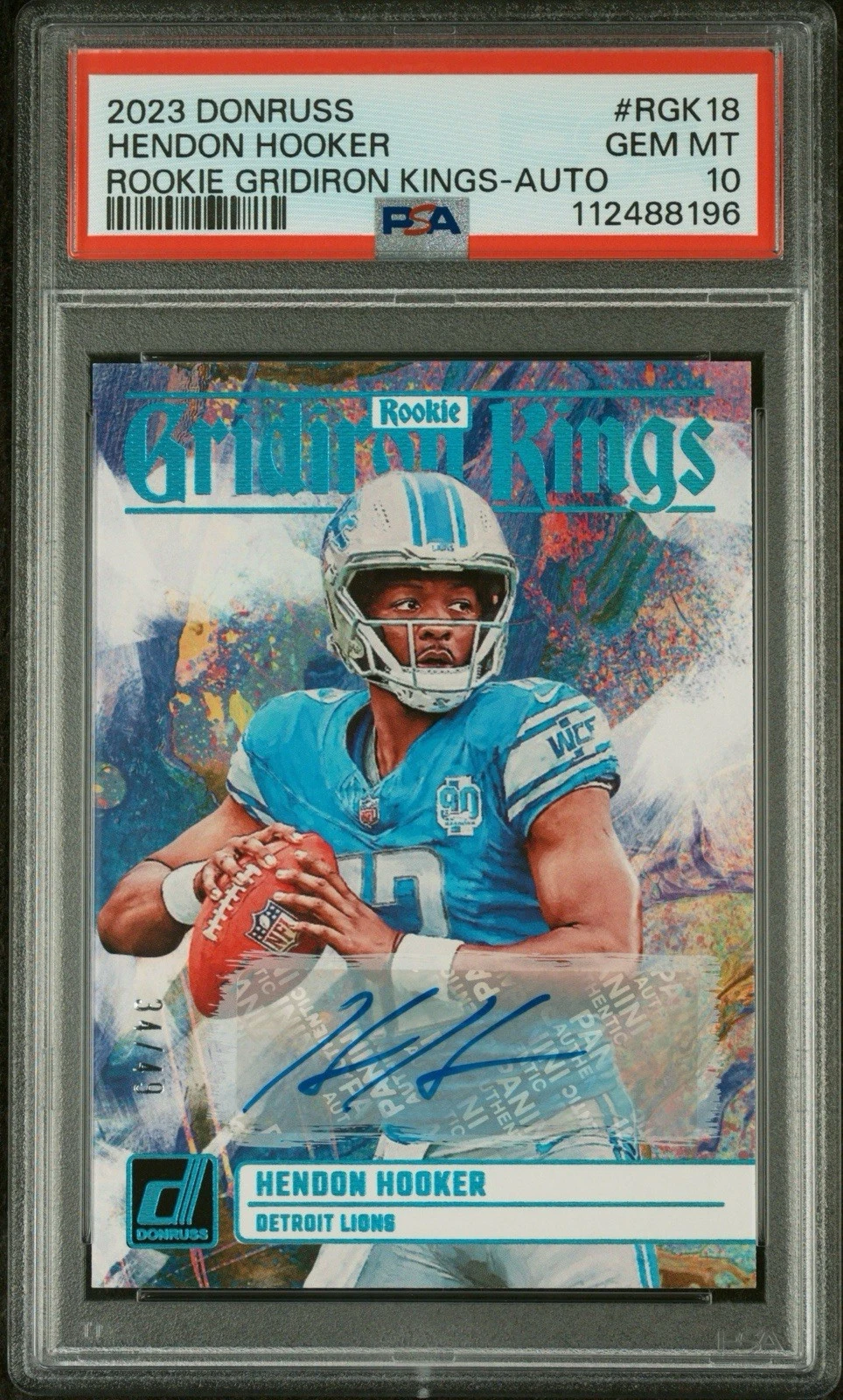 Hendon Hooker Panini Donruss Rookie Gridiron Kings #RGK18 Autograph
