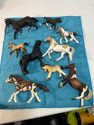 Mixed Lot 9 Schleich Horse Figures Retired Friesian Stallion Pinto Paint Foals