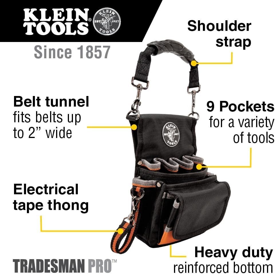 Tradesman Pro 9-Pocket Tool Pouch, Shoulder Strap