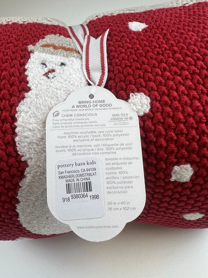 Pottery Barn 婴儿假日圣诞拼贴婴儿毯 - 30 英寸 x 40 英寸 - 全新 — 第 3/4 张图片