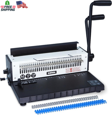 Rayson TD-1500B34R Binding Machine, round Holes, 3:1 Pitch Wire-O Binder Punch 1