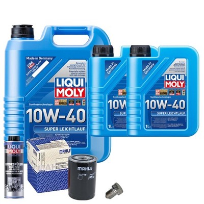 Motoröl 10W40 LIQUI MOLY 7L+MAHLE Ölfilter+Spülung+Ölablassschraube