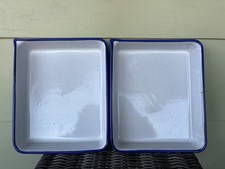 2 X Vintage Cesco Enamel Photographic Acid-Resistant Blue White 12x10 Trays