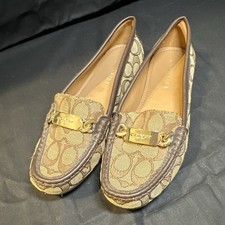 Coach Signature Canvas Loafer Flats Brown/Beige Logo Hardware US 7.5 B