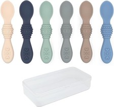 Silicone Baby Spoons Travel Case Included First Stage Infant Toddler Spoon