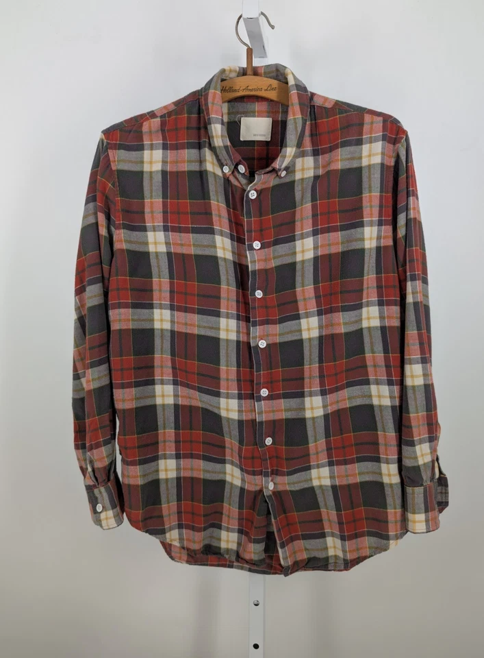 Band Of Outsiders Soft Cotton Flannel Check Asymmetric Back Shirt USA LA Sz 3 42 - Image 3 of 4