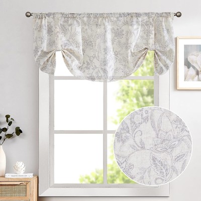 Lazzzy Kitchen Tie Up 50''W x 20''L (Pack of 1), Floral Grey on Beige 