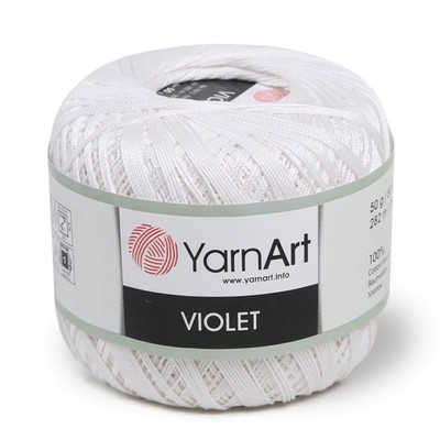 Yarn Art 1 Skein Violet 100 Mercerized Cotton Yarn Threads Crochet White 003