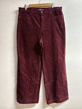 Landsend - Women's High Rise Wide Leg Corduroy Pants Burgundy Red Size 16