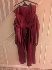 BOOHOO TALL OCCASION SATIN TROUSER CO-ORD SET. BERRY. NEW. SIZE 16