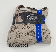 Disney Women's 2-Piece Winnie the Pooh Cozy Pajama Set, Tan, Size L