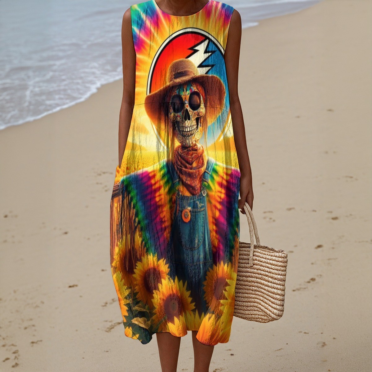 chinese dress ladies Grateful Dead Bear Maxi Dress main image 0