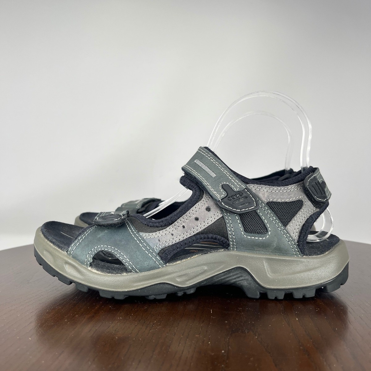 Ecco Receptor Technology Sandal Women 40 Gray Leather Outdoor