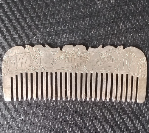 Vintage Decorative Engraved Carved real silver comb