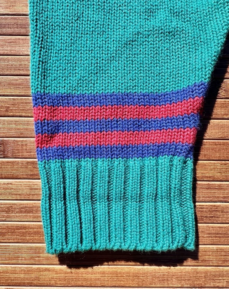 Suéter retro vintage años 80 Eddie Bauer de algodón a rayas para hombre rojo azulado azul talla S Foto 4 de 4