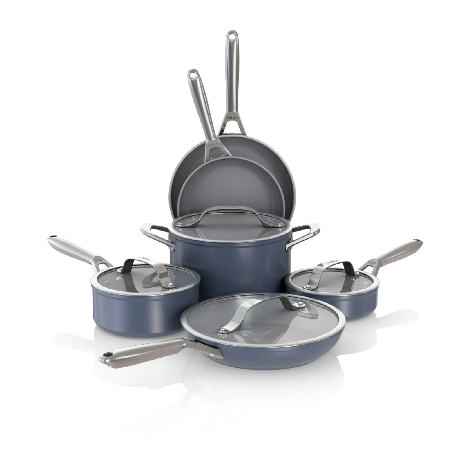 Ninja Ceramic Pro 10-Piece Cookware Set, Aluminum and Stainless Steel, Non-Stick