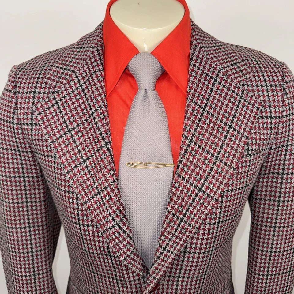 Vtg 60s 70s Jacket Blazer Sport Coat Leisure Suit Disco Polyester Atomic Men 38 - Image 4 of 4