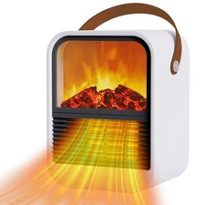 Portable Mini Electric Fireplace Heater,Small Room Space Heaters for Indoor U...