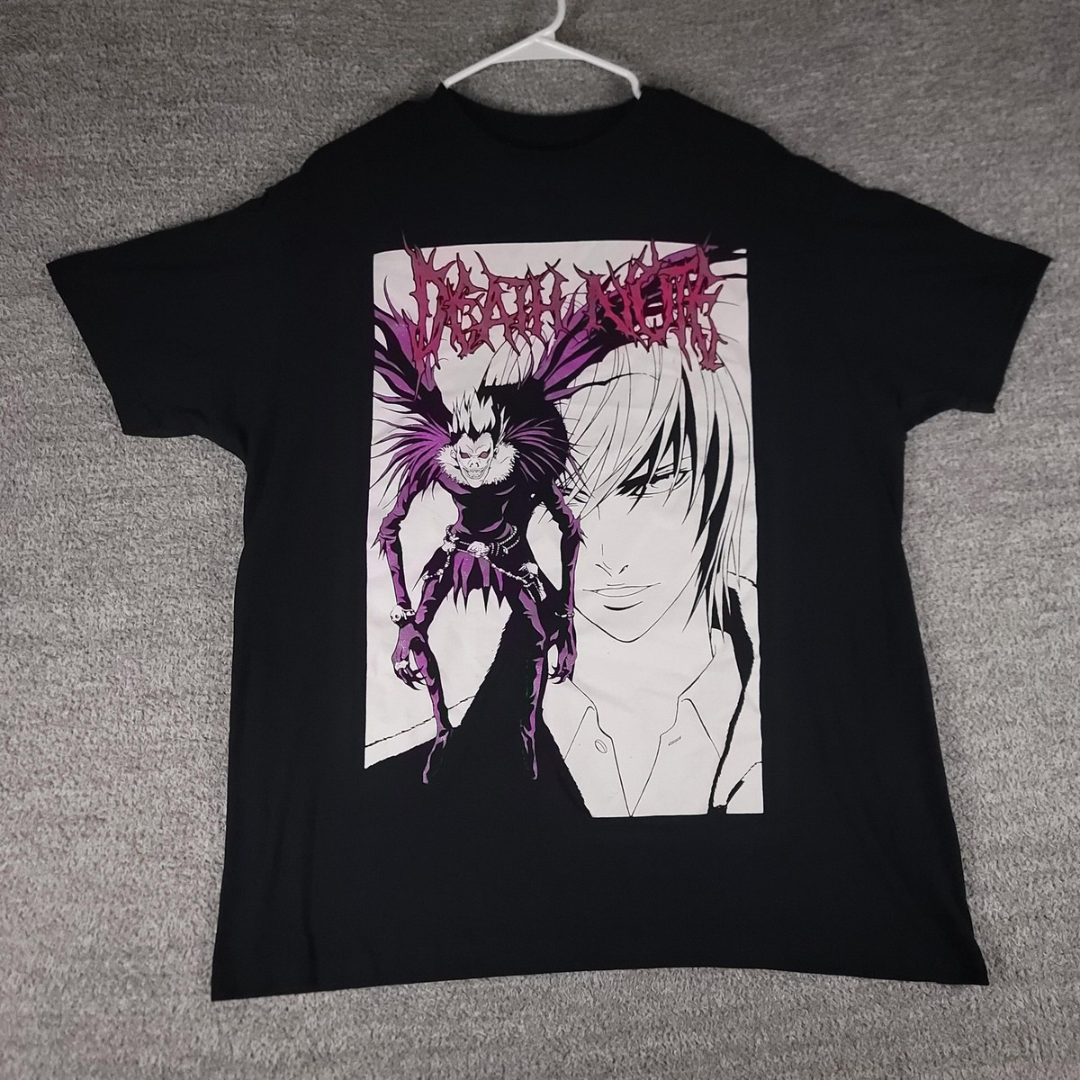 Death Note Shirt Mens XL Black Ryuk Light Yagami Short Sleeve