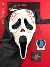 Timothy Olyphant Laurie Metcalf dual signed Ghostface mask Scream 2 Beckett COA