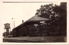 Carlyle Illinois Railroad Depot & Water Tower IL Station 1910s RPPC Postcard