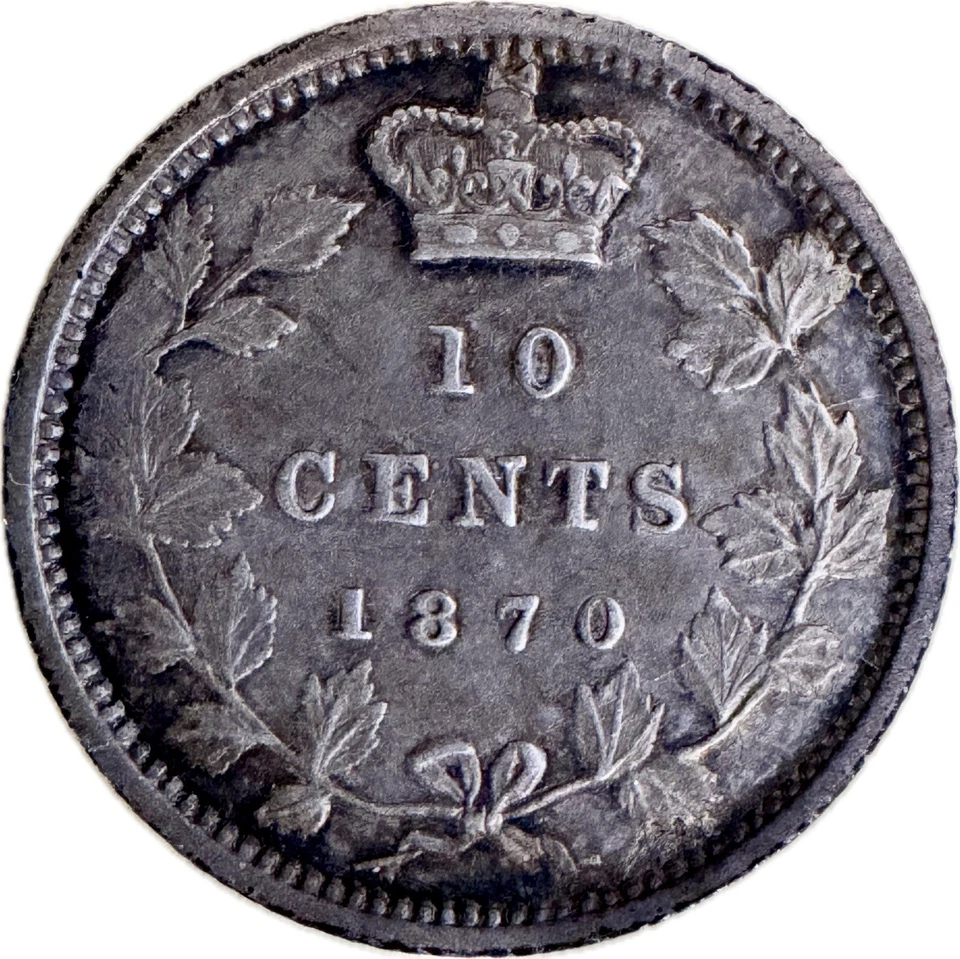 Silver Canada 1870 Victoria 10 cent. Round 0, Very Fine - Image 2 of 4