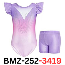 Gogokids Gymnastics Leotards Toddler Ruffle Short Sleeve Ballet Outfit, 6-7 Yrs