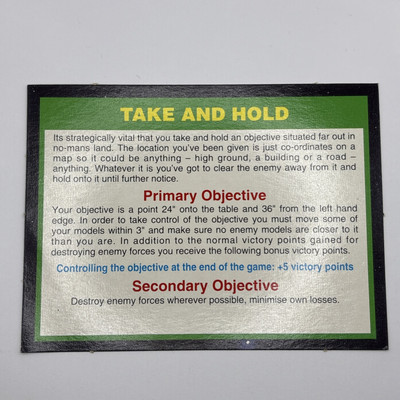 Warhammer 40k 2. Edition Take and Hold Mission Card Games Workshop 1993