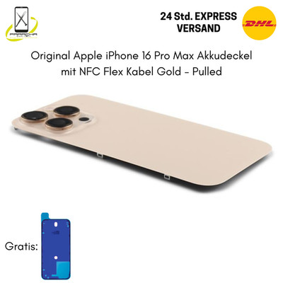 Original Apple iPhone 16 Pro Max Akkudeckel Back Cover mit NFC Blitz Flex - Gold