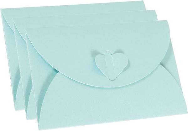 12Pack Geschenkkarten UmschläGe Herzform Spange Geschenk Kartenhalter Hellblau-image